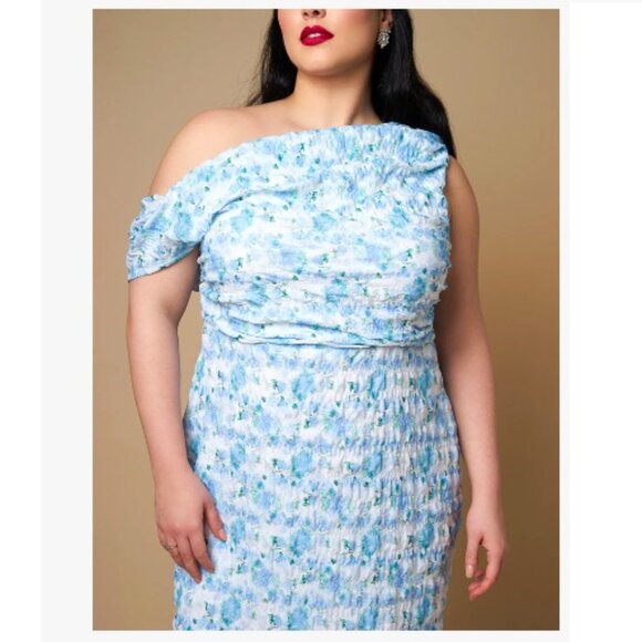 Rebdolls Forget Me Not Floral Asymmetrical Maxi Bodycon Dress - Picture 5 of 9